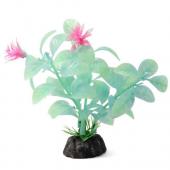 Растение 1119LD светящееся "Щитолистник" зеленый, (пластик, керамика), 10 см, (пакет)