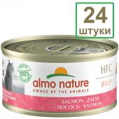 Набор 24 штуки по 70 г Консервы для Кошек с Лососем 75% мяса (HFC - Jelly - Salmon) 1.68кг