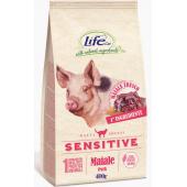 Корм для кошек со свежей постной свиной вырезкой, профилактика ЖКТ Lifecat Adult Sensitive Pork, 400г