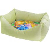 Лежанка-пухлик "Сны" рисунок Собака мебельная ткань (салатовая) , 43*32*21 см