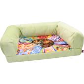 Лежанка диван "Сны" рисунок "Кошка", мебельная ткань (салатовая), 54*38*13 см