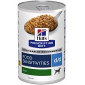 Hill’s Prescription Diet d/d корм для собак, с уткой и рисом - полноценный диетический рацион для уменьшения проявления неблагоприятной реакции на пищу и для поддержания при дерматитах , 370г