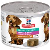 Консервы для взрослых малых собак мусс с индейкой Идеальный вес (Perfect Weight), 200г