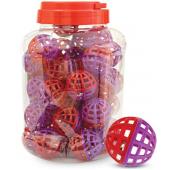 Игрушка для кошек Мяч сетчатый красно-фиолетовый, d4см (банка 40шт.)