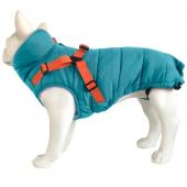 Попона для собак утепленная с шлейкой OUTDOOR Active, бирюзовая, S (25см)