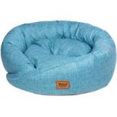 Лежанка круглая "Венеция" со съемной подушкой, рогожка, бирюзовая, 50*50*16 см