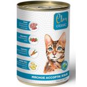 Clan Classic консервы для кошек Мясное ассорти с языком, паштет