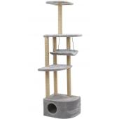 Комплекс-когтеточка "Башня угловая" с гамаком, 48*48*h171 см, джут беленый, серый