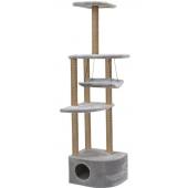 Комплекс-когтеточка "Башня угловая" с гамаком, 48*48*h171 см, джут, серый