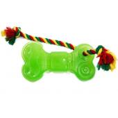 Игрушка для собак Кость большая с канатом зеленая 16,4см