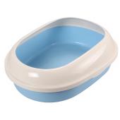 Туалет P541 для кошек овальный с бортом, голубой, 49*38*16см 