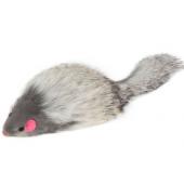 Игрушка для кошек "Мышь серая с пищалкой", 7см, натуральный мех 
