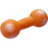 Игрушка для собак "Гантель футбольная малая", оранжевая, 14см, резина