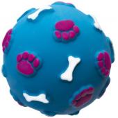 Игрушка для собак, "Мяч с лапками и косточками", голубой, 7см