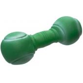 Игрушка для собак "Гантель-теннис" зеленая, 19см, резина