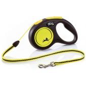 Рулетка-трос светоотражающая для собак до 12кг, 5м, желтая (New Neon S Cord 5m yellow) 
