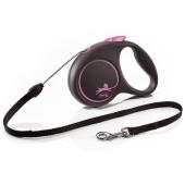Рулетка-трос для собак до 12кг, 5м, розовая (Black Design S Cord 5m pink)