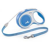 Рулетка-трос для собак до 12кг, 8м, синяя (New Comfort S Cord 8m blue) 