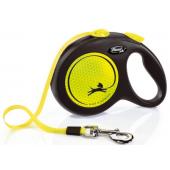 Рулетка-ремень светоотражающая для собак до 60кг, 5м, желтая (New Neon L Tape 5m yellow) 