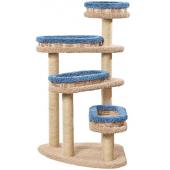 Когтеточка для кошек ковролиновая Винтовая лестница с плетеными лежанками, 82*82*140 см, сизаль