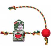 Игрушка для собак "Супермяч" на верёвке с двумя узлами, 6,5см