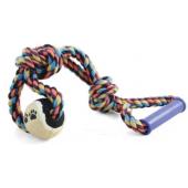 Верёвка цветная с мячом с узлами с резиновой ручкой 43 см (0109XJ)