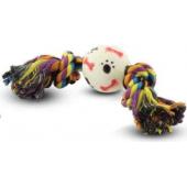 Верёвка цветная "Два узла" с мячом косточки-лапки 17 см (0058XJ)