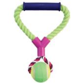 Верёвка цветная с мячом с резиновой ручкой 26 см (0105XJ)