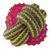 Игрушка для собак "Плетеный мячик с пластиковым кольцом", 8 см/ 140 - 150 гр